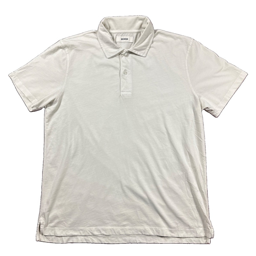 Buck Mason Men's Ivory Solid Polo Shirt Short Sleeve Collared Button Size Large